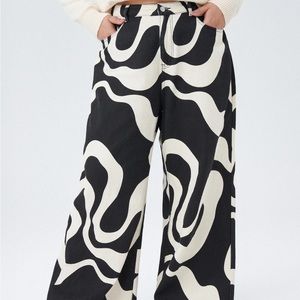 CIDER Everyday Illusion Psychedelic Swirl Pocket Denim Leg Trousers Abstract